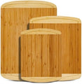 3 Pcs Wood Cutting Board - Bamboo Cutting Board Set,Organic Wooden Cutting Boards for Kitchen with Deep Juice Groove, Side Handles - Wood Chopping Boards for Meal Prep, Meat, Vegetables