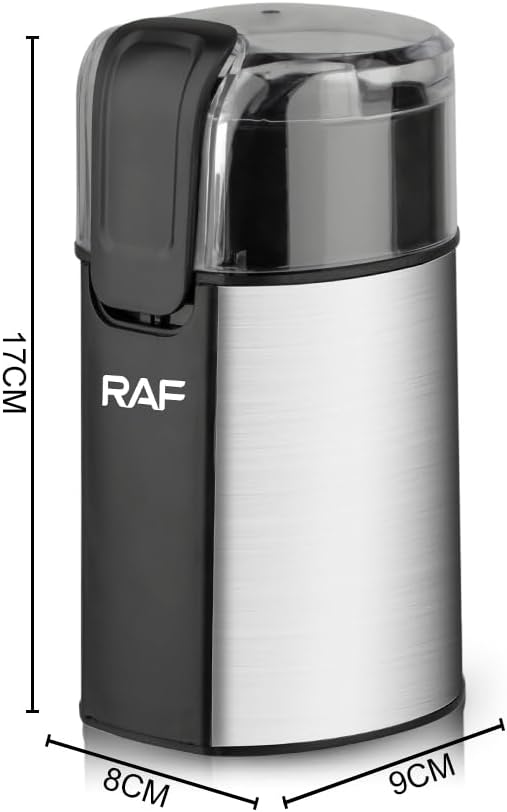 Purfex Electric Coffee Grinder and Spice Mill, 280W Multifunctional Blender for Beans, Nuts, Seeds, Herbs - Stainless Steel Blade, 60g Capacity with Transparent Lid and One-Touch Control Model R.7123