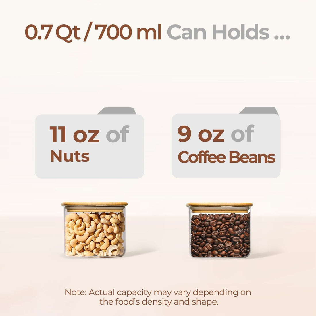 PREMIFY 6-Pack Glass Jars with Bamboo Lids 26oz –Airtight Mason Jars and Stackable Food Storage Containers for Coffee, Sugar, Pasta, Tea, Candy & Nuts