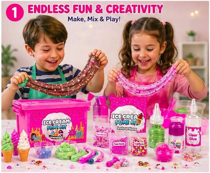 Galaxy Slime Kit for Kids – 31 Pcs Glow in The Dark DIY Slime Making Kit with Fluffy Clay, Cloud Foam & Glitter, Arts & Crafts Toy for Girls & Boys, Birthday Gift, Creative Slime Kit Age 6+