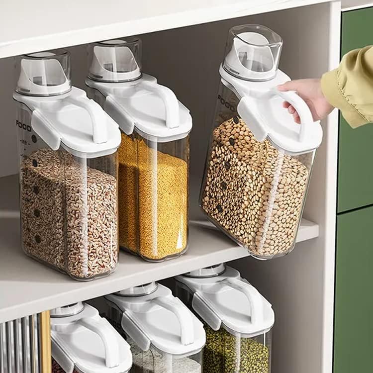 PREMIFY 3Pcs Cereal Containers Set | Premium Quality 2.8L / 2.8KG Capacity Airtight Food Storage Container | BPA Free Plastic Rice Storage Bin/Dispenser + Measuring Cup & Pour Spout