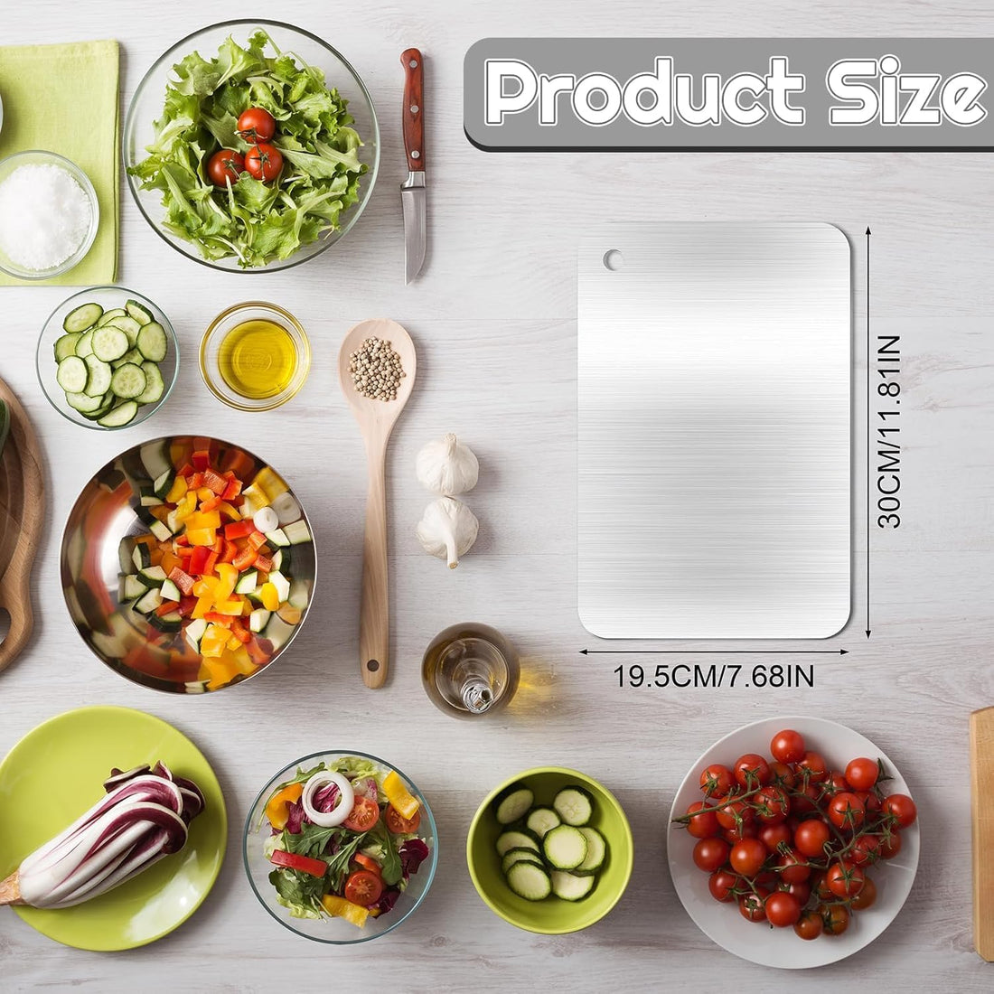 Purfex Cutting Board Titanium, Food Grade Chopping Board, 100% Pure Titanium Cutting Board for Kitchen, Stainless Non Stick Chopping Boards for Meat, Fruit, Vegetables, Dishwasher Safe (13x 9in)