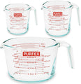 Purfex 3-Piece Glass Measuring Cup Set – 350ml, 500ml, 1000ml Transparent Heat-Resistant Liquid Beakers with Easy-to-Read Markings for Cooking, Baking, Mixing, Coffee, Tea, and Microwave-Safe Kitchen