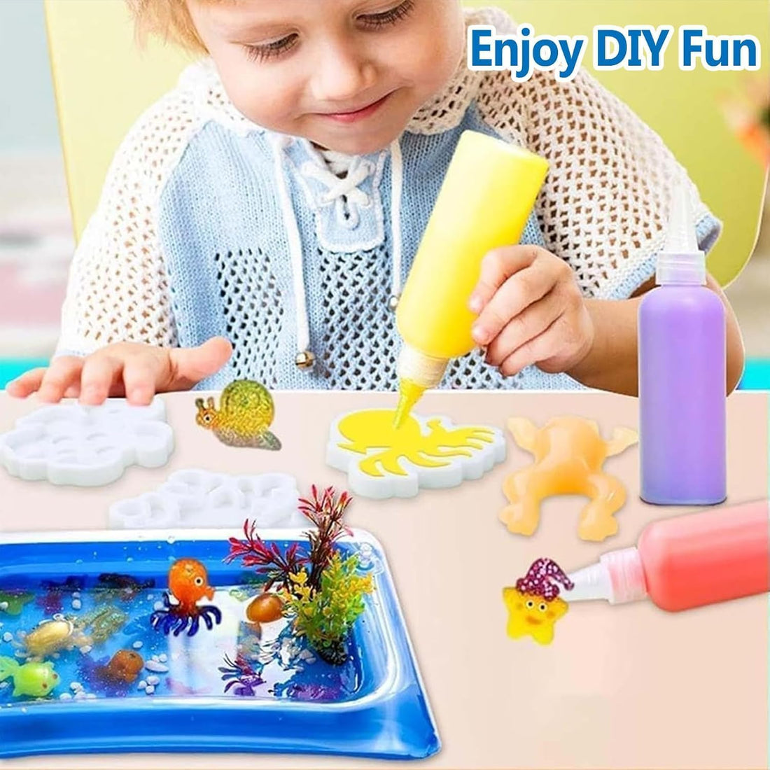 30 Pcs Set Magic Water Elf DIY Kit – 14 Color Glue & 12 Molds Set, Handmade Aqua Fairy Marine Life Toy, Creative Water Gel Art Craft for Kids – Educational STEM Gift for Boys & Girls