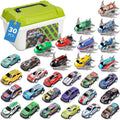 Pull Back Toy Cars & Planes Set with Storage Box, 20 Alloy Race Cars 10 Planes Mixed Vehicle Toys, Party Favors Toys, Goodie Bag Stuffers, Pinata Fillers, 3+ Years Old Kids Boys Girls Gift