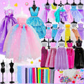 Purfex 800+ Pcs Girls Fashion Designer Kit with 4 Mannequins- DIY Fashion Design Craft & Sewing Kit for Kids, Creative Dress Making Set for Girls Ages 6–12