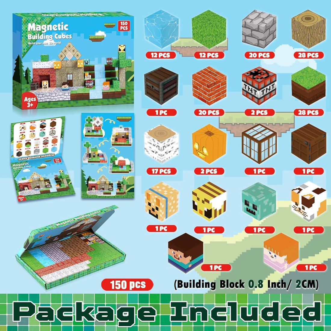 150 PCS Magnetic Building Blocks for Kids Ages 4-8 – STEM Montessori Educational Toys, Toys Construction Set, Sensory Play Stacking Game for Boys & Girls, Preschool Learning Gift