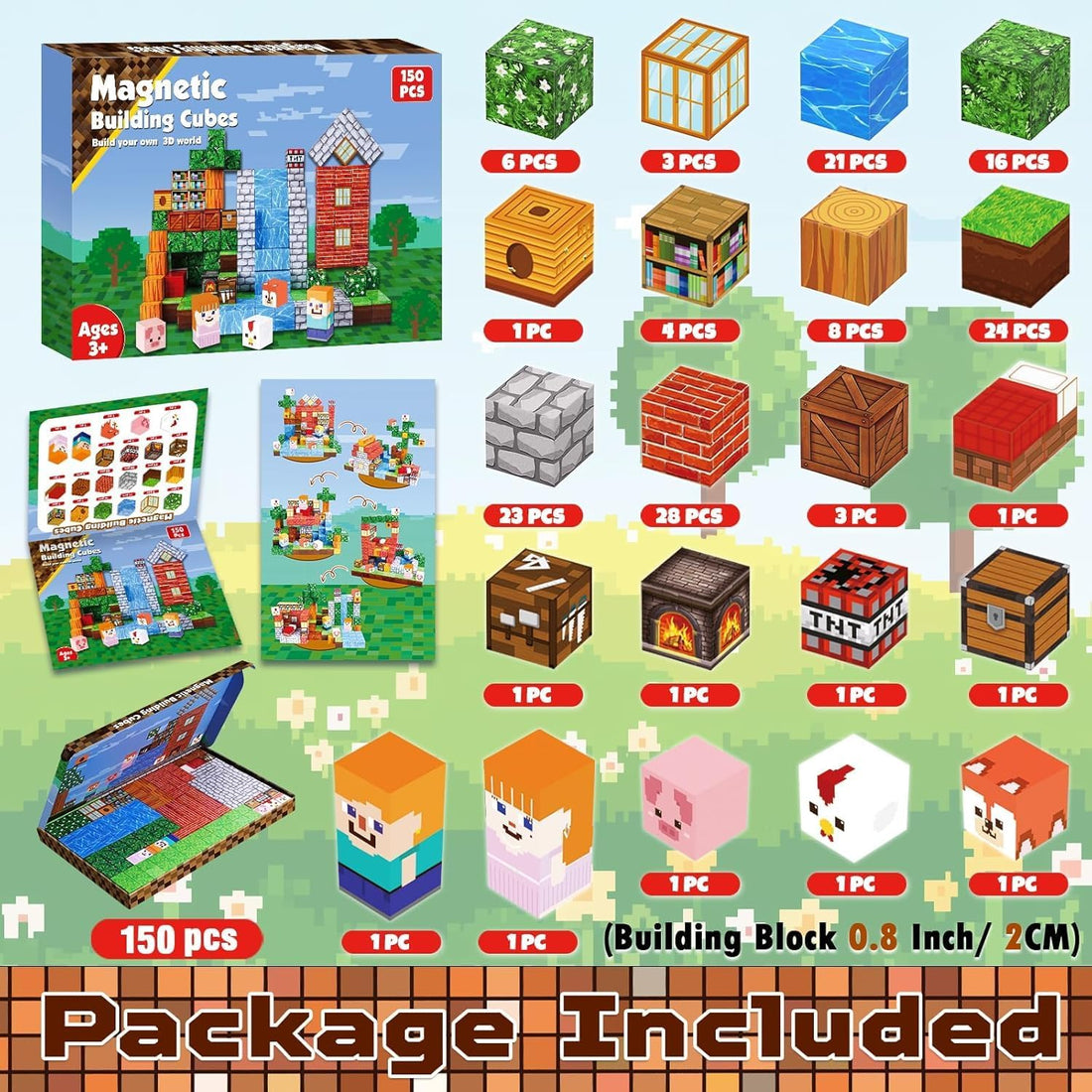 150 Pcs Magnetic Building Blocks, Magnetic Tiles for Kids, Toddler Building Toys STEM Montessori Sensory Toys for 3 4 5 6 7 8-13 Year Old Boys Girls Birthday for Kids